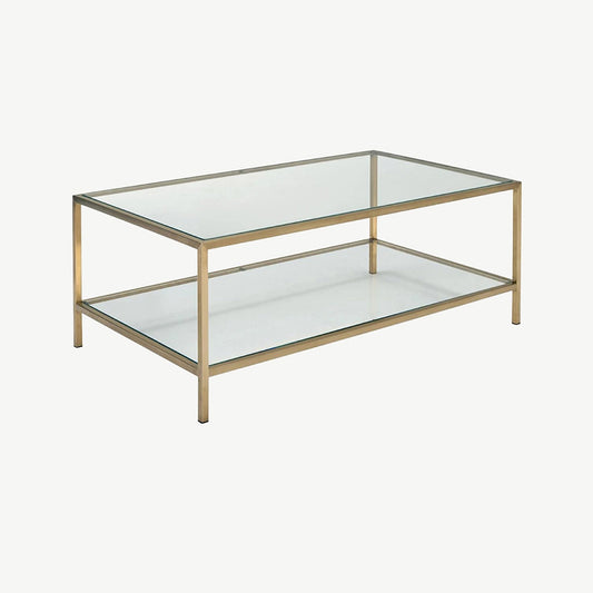 Champagne brass coffee table with glass top