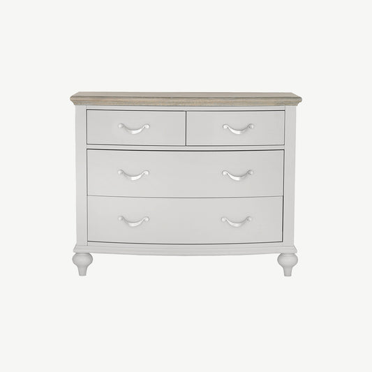 Oak soft grey 2 and 2 drawer chest with natural oak top
