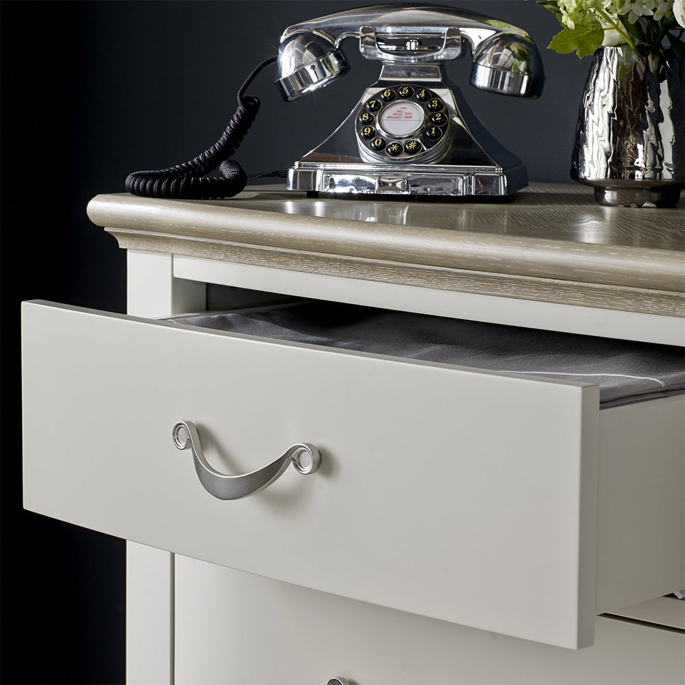 Oak soft grey 2 and 2 drawer chest with natural oak top
