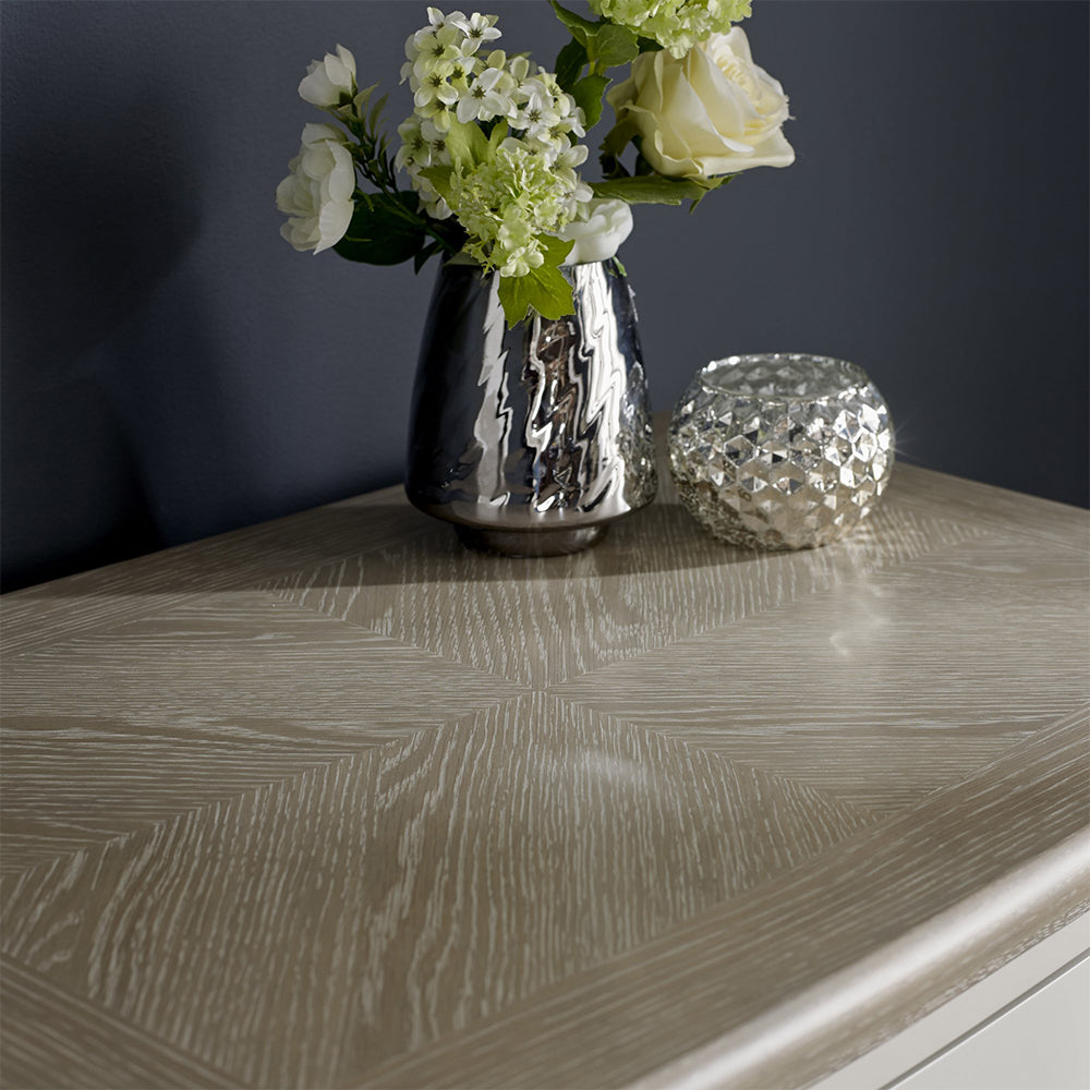 Oak soft grey 3 drawer nightstand with natural oak top
