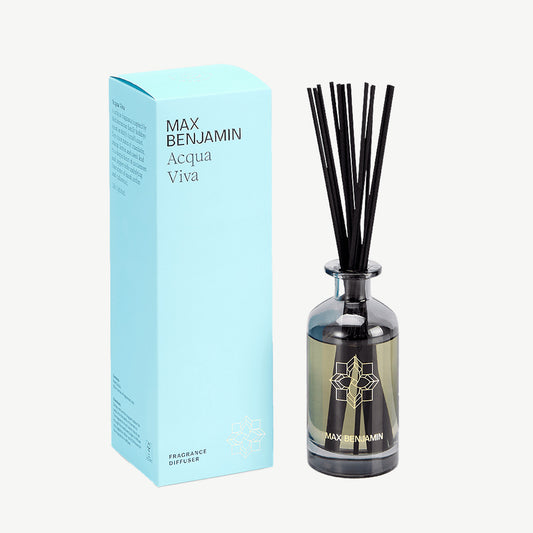 Black coloured glass diffuser with matching reeds