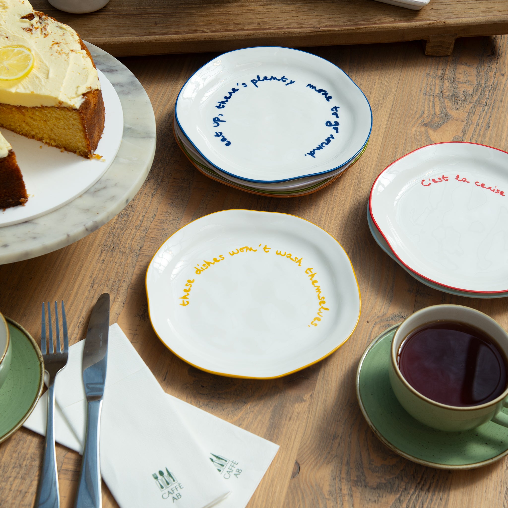 "These dishes wont wash themselves" Yellow Decorative Plate