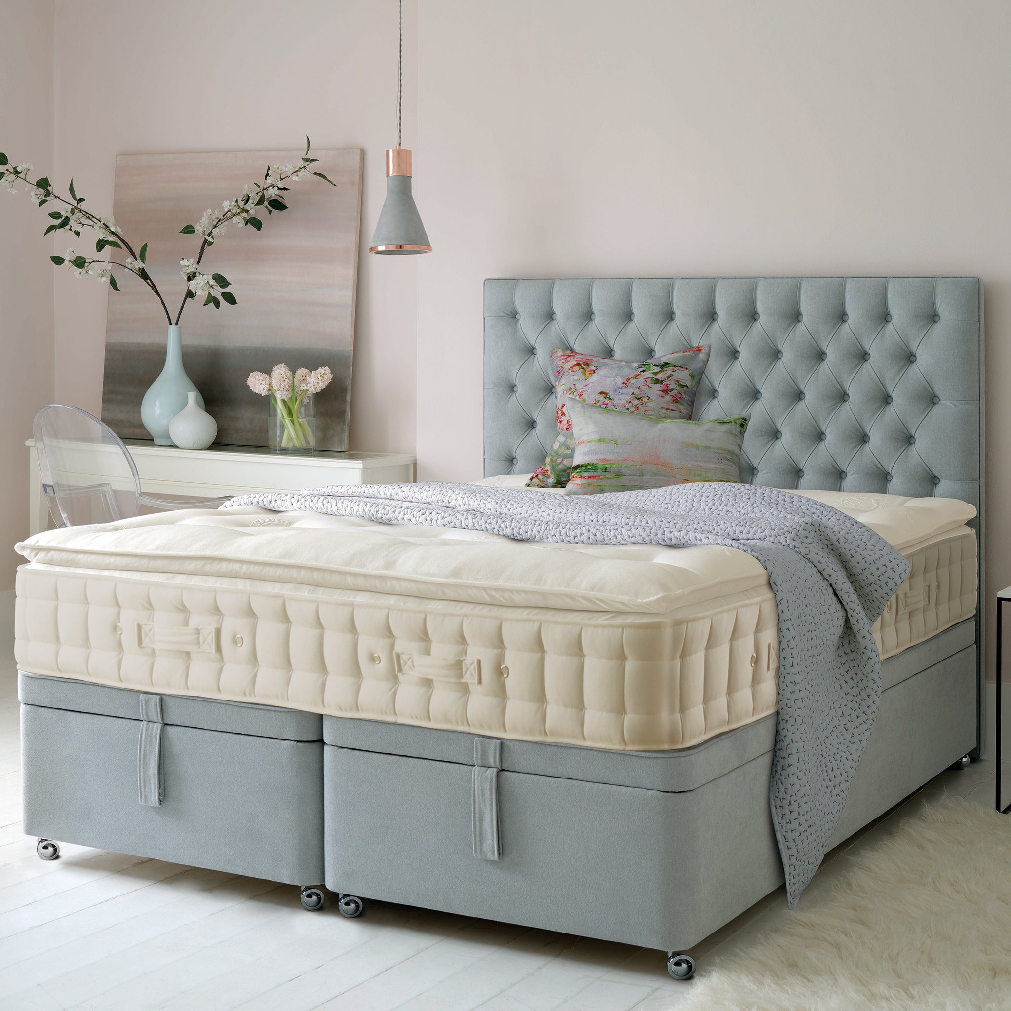 Hypnos Erskine Mattress and Divan Set in Blue