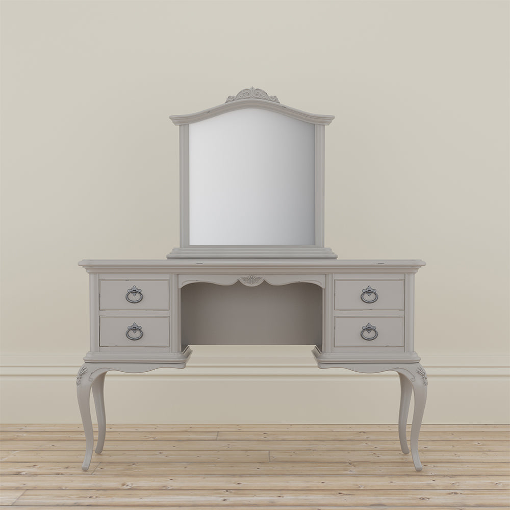 Sleek grey wood dressing table with four drawers
