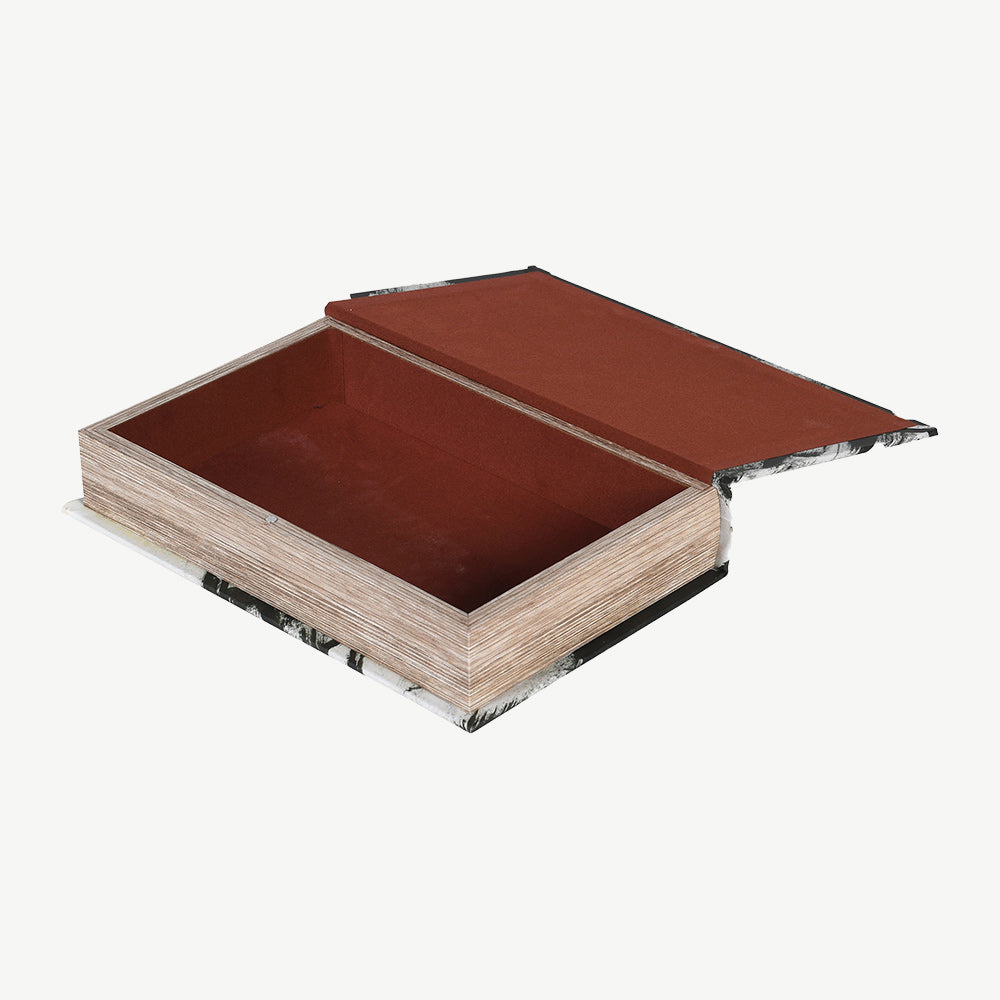 Set of 2 Black Marble Effect Book Boxes