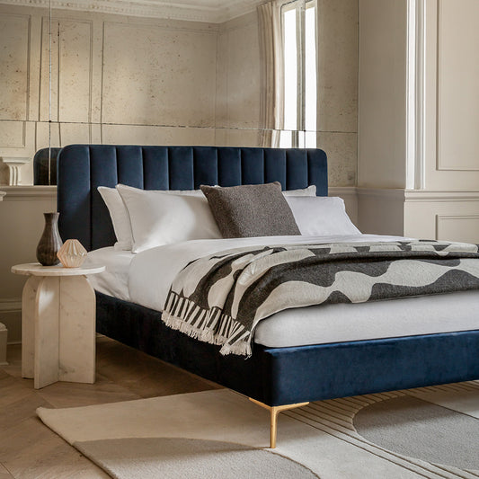 Brompton Bed & Cotton 1000 Mattress Bedroom Set in indigo