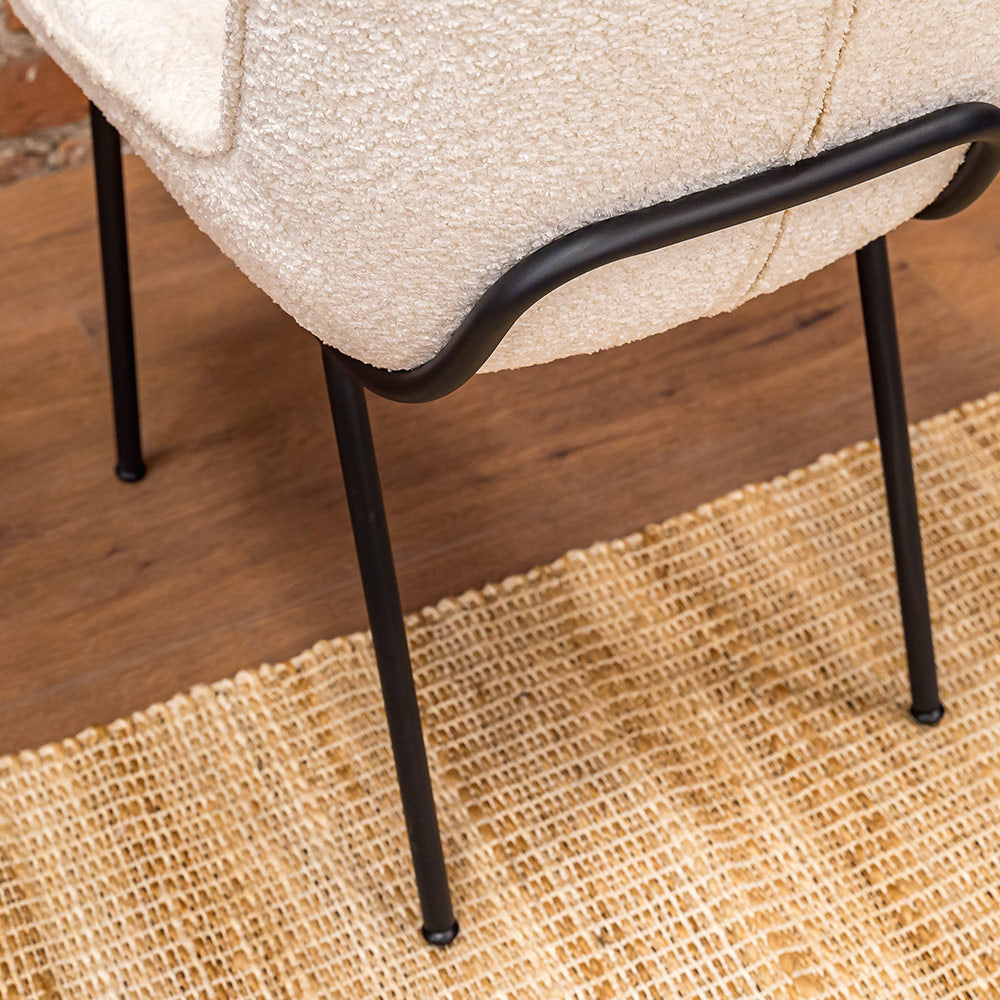 Brunswick Dining Chair in Boucle White