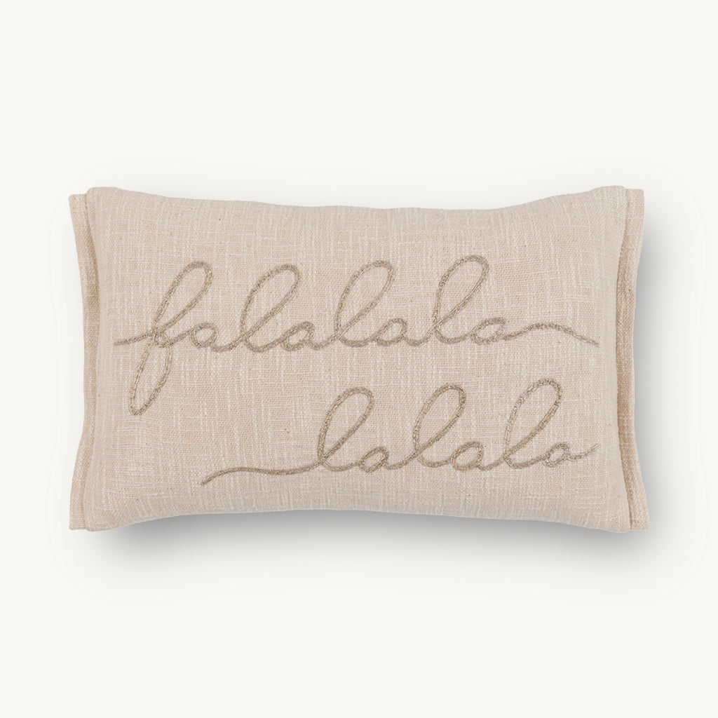 'Fa La La' Cream Embroidered Cushion