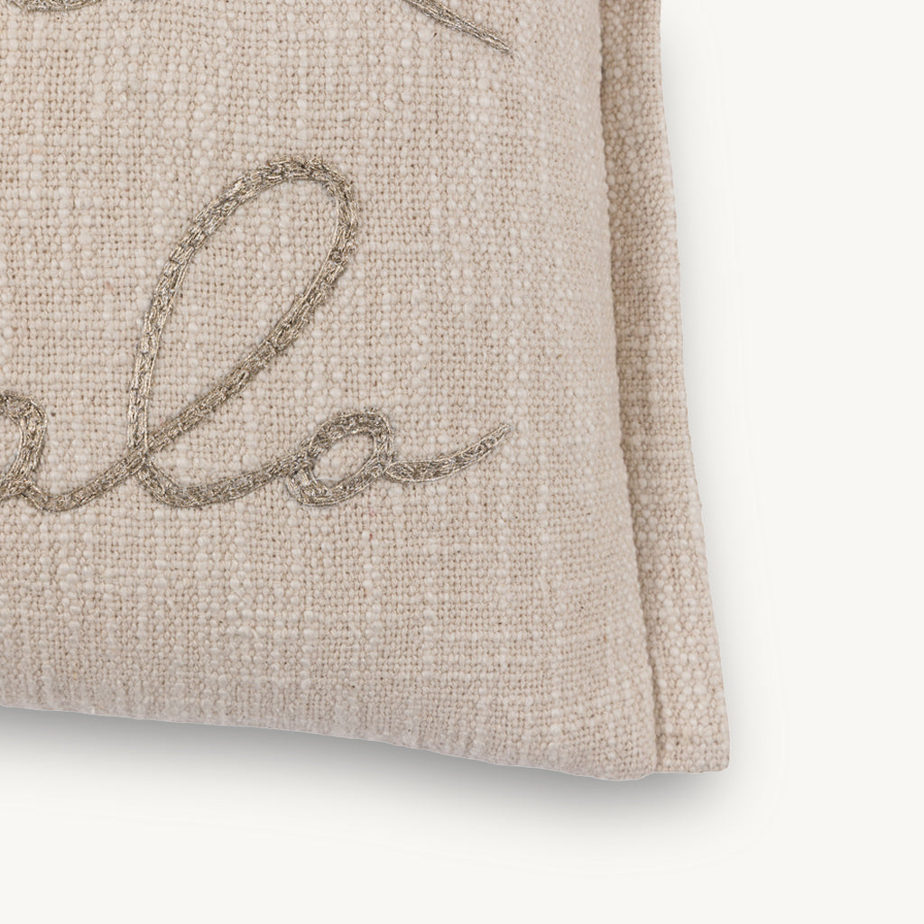 'Fa La La' Cream Embroidered Cushion