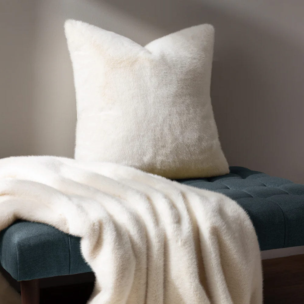 Faux Fur Cushion in Ecru