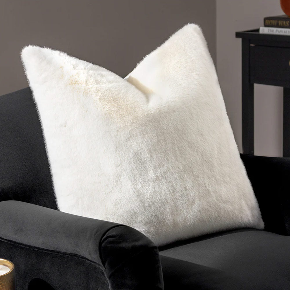 Faux Fur Cushion in Ecru