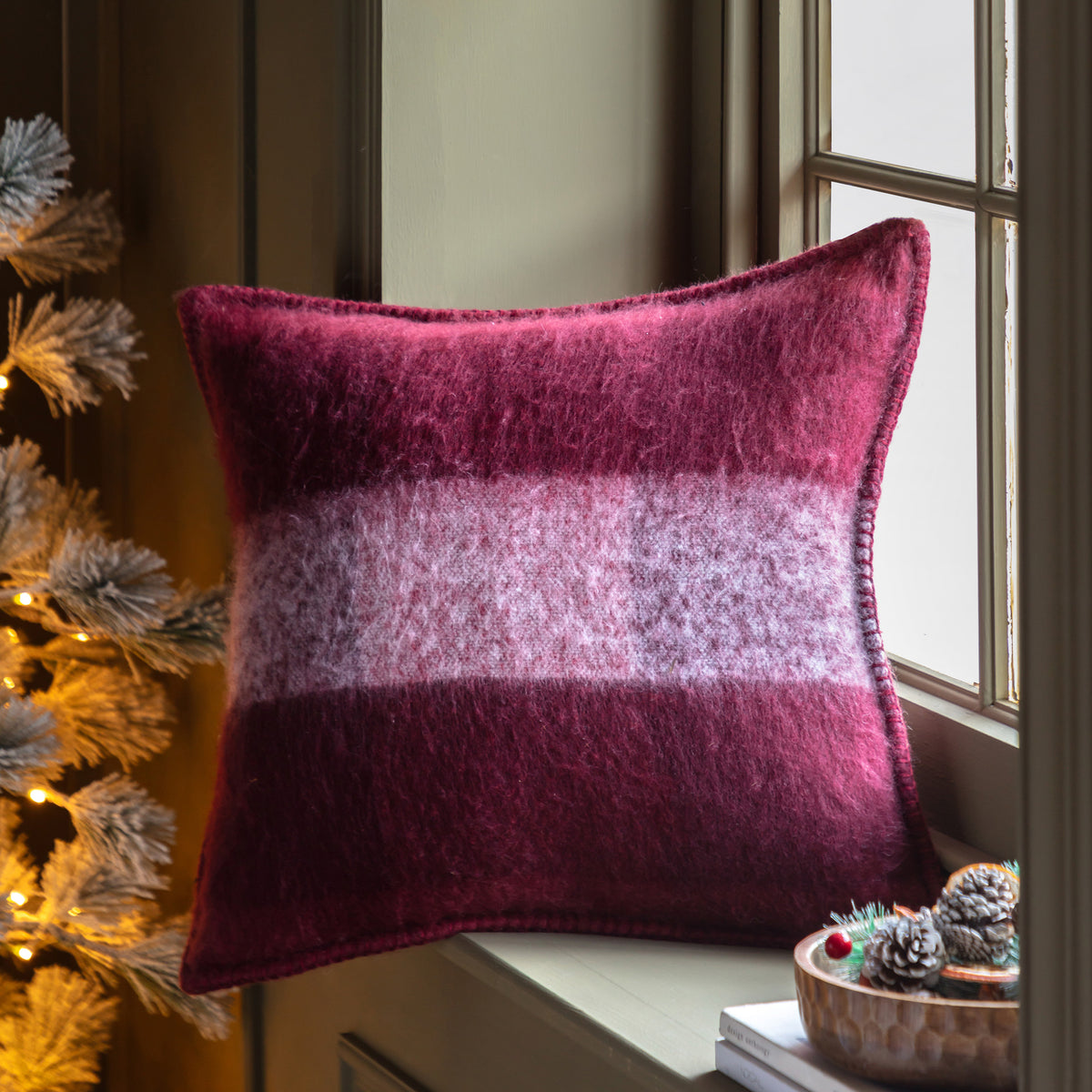 Check Faux Mohair Cushion