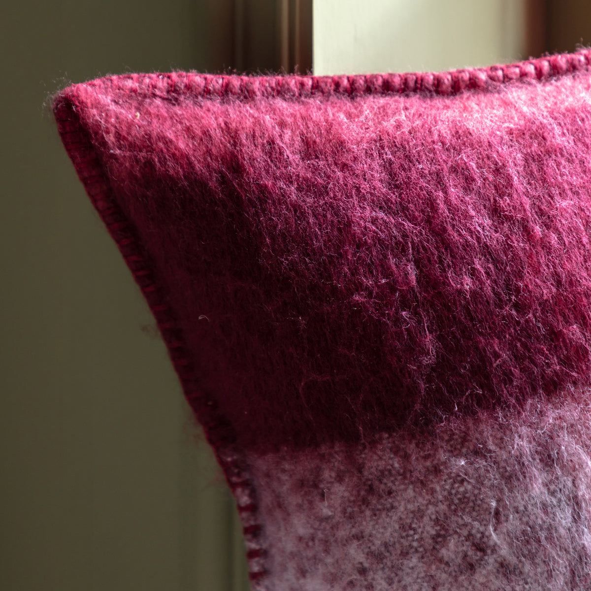 Check Faux Mohair Cushion