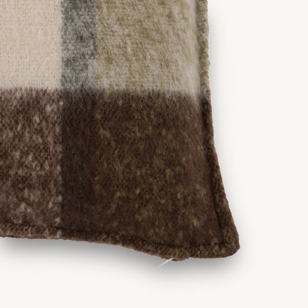 Check Faux Mohair Cushion