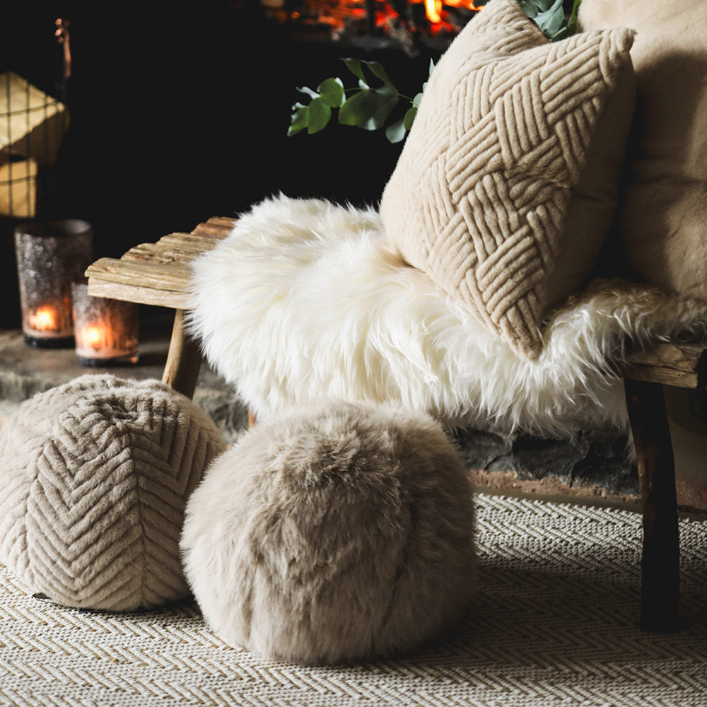 Mink Textured Fluffy Cushion Ball