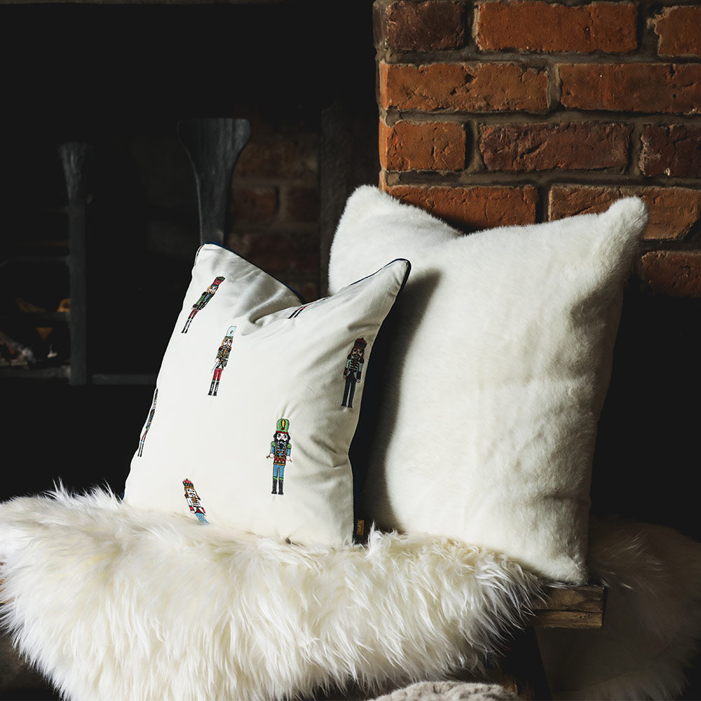 Faux Fur Cushion in Ecru