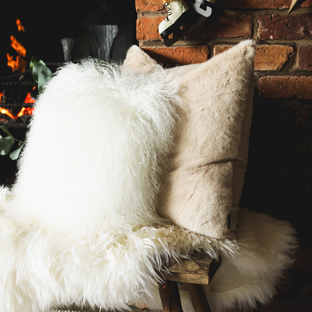 Faux Fur Cushion in Brûlée