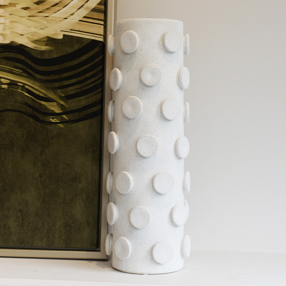 White Flat Bobbles Vase