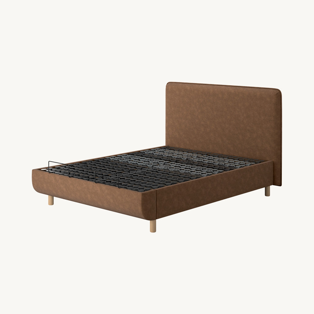 TEMPUR® Arc Static Bed with Form Headboard in Light Brown