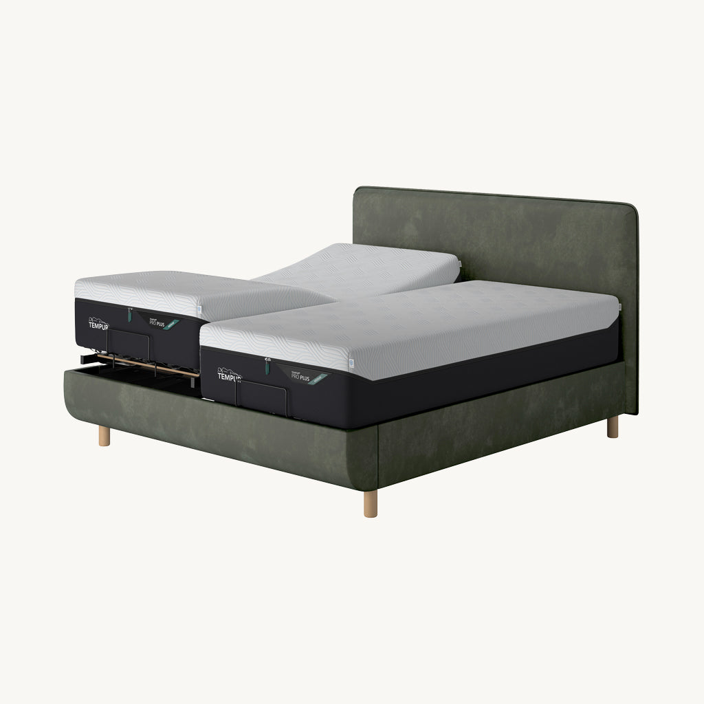 TEMPUR® Arc Adjustable Bed with Form Headboard in Dark Green