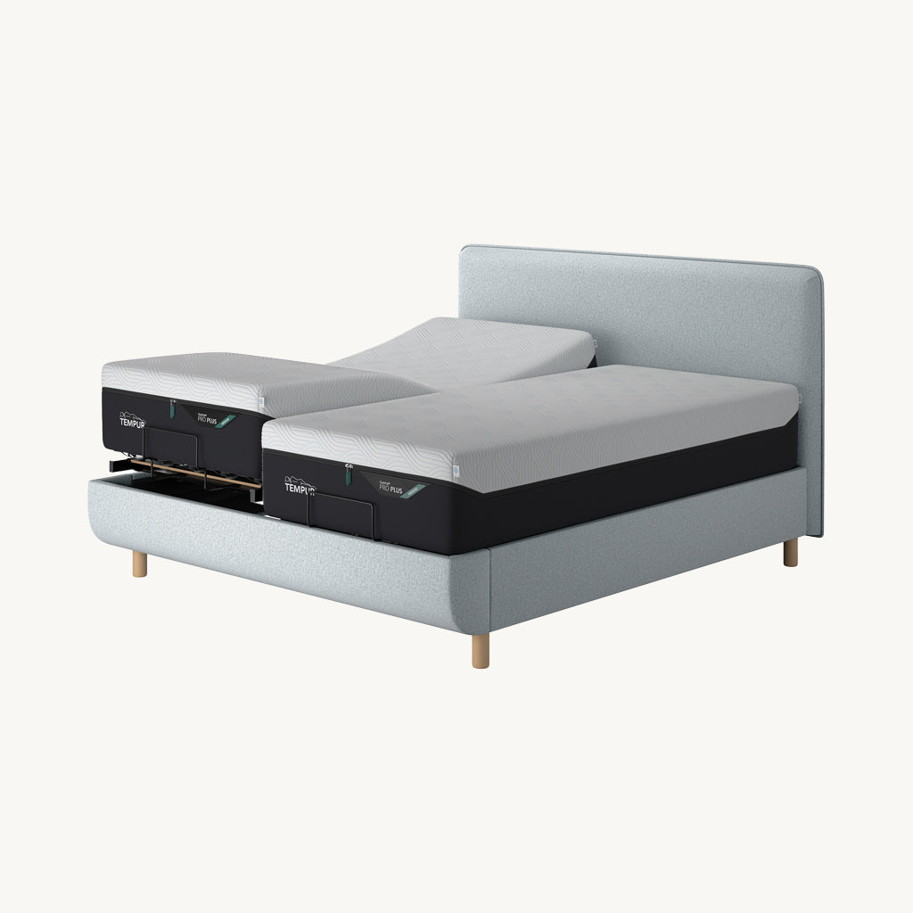 TEMPUR® Arc Adjustable Bed with Form Headboard in Stone