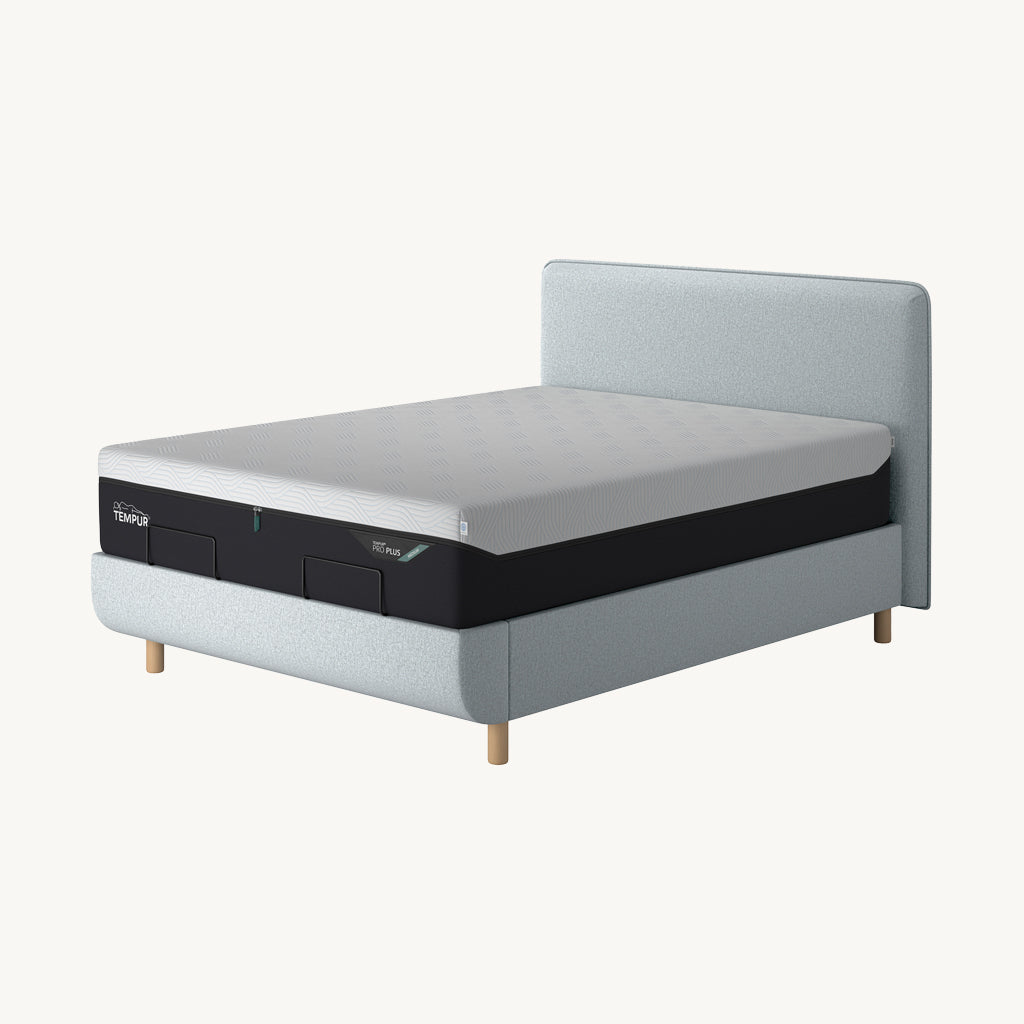 TEMPUR® Arc Static Bed with Form Headboard in Light Grey