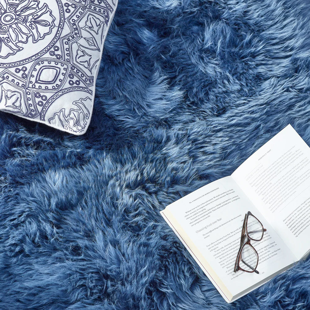 Australian Genuine Sheepskin Rug in Navy
