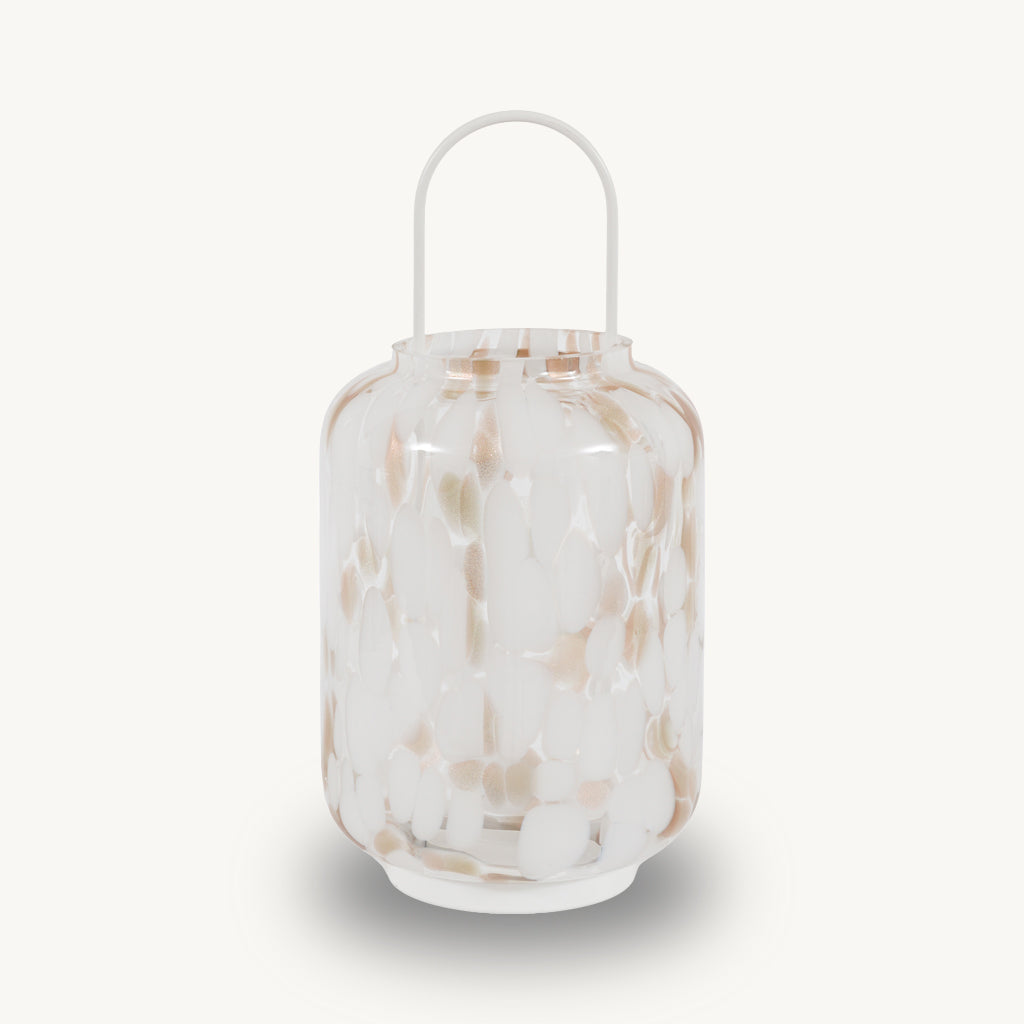 White and Gold Glass Candle Holder Lantern