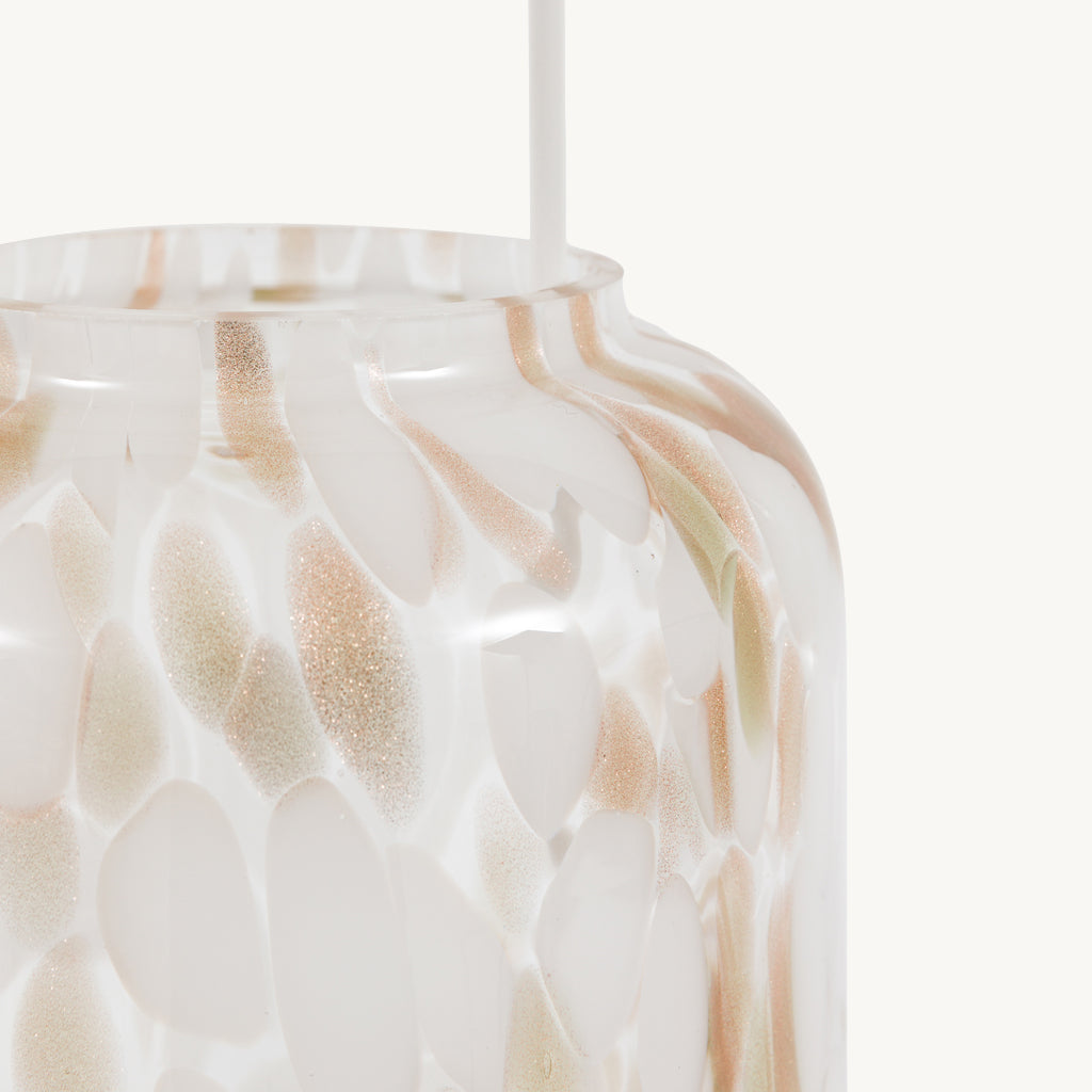 White and Gold Glass Candle Holder Lantern
