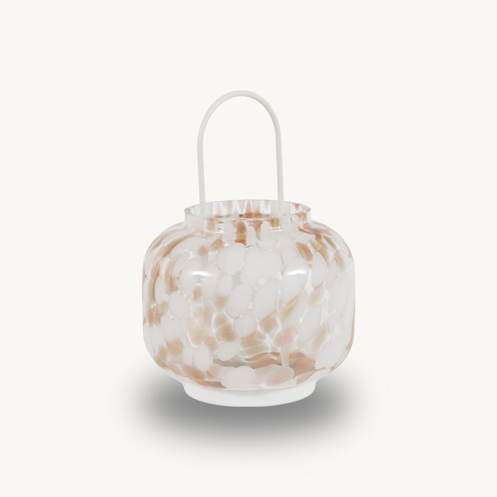 White and Gold Glass Candle Holder Lantern