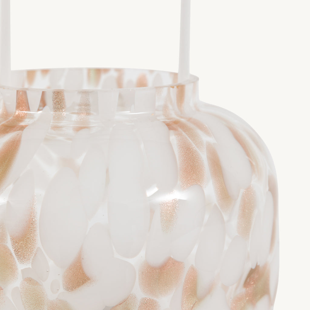 White and Gold Glass Candle Holder Lantern