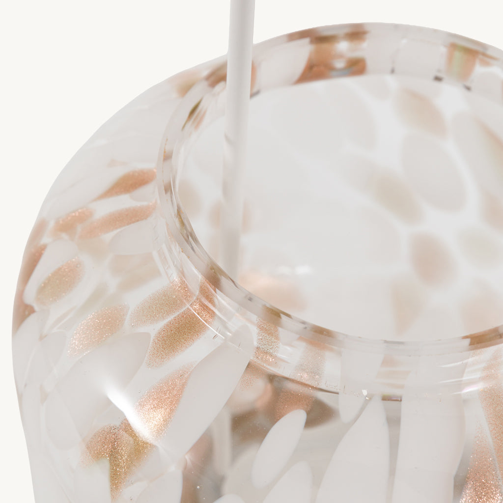 White and Gold Glass Candle Holder Lantern
