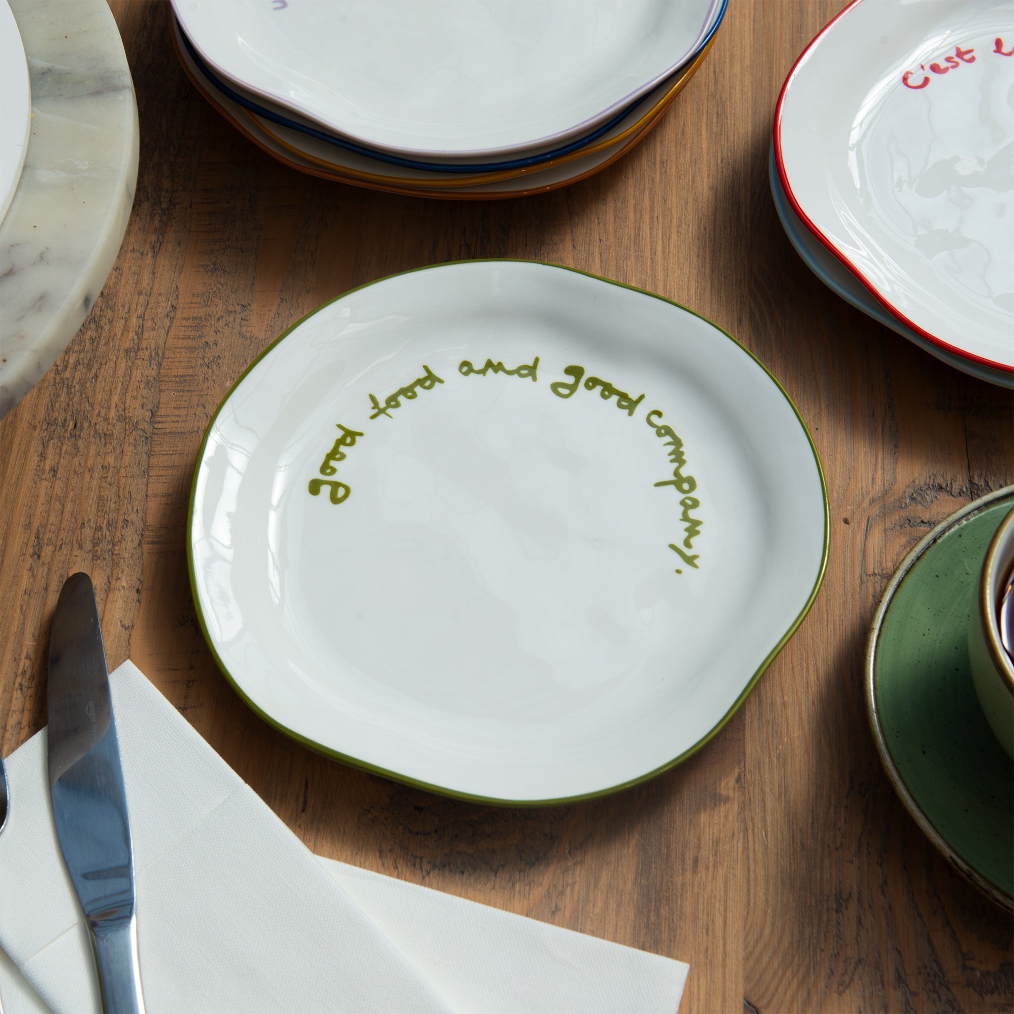 "Good food and good company" Olive Decorative Plate