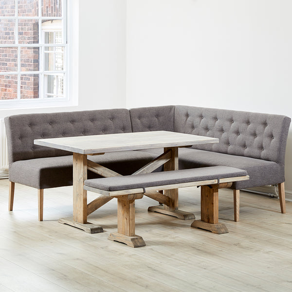 150cm Grafton Dining Table, Bench with Topper Stanford Corner Bench Bundle