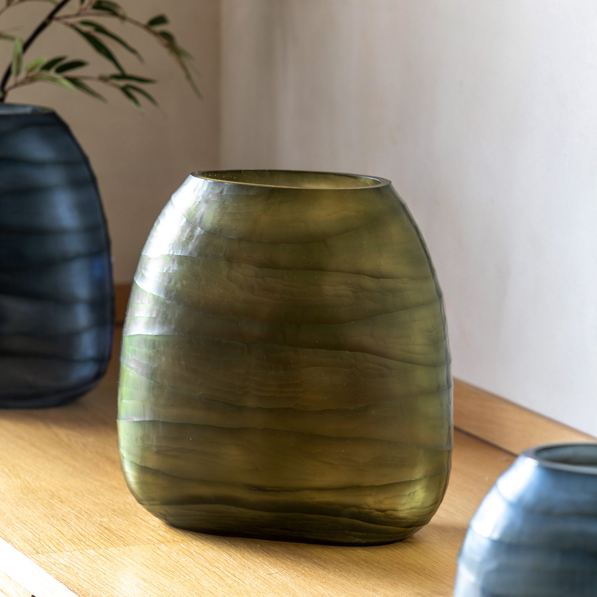 Handblown Olive Vase