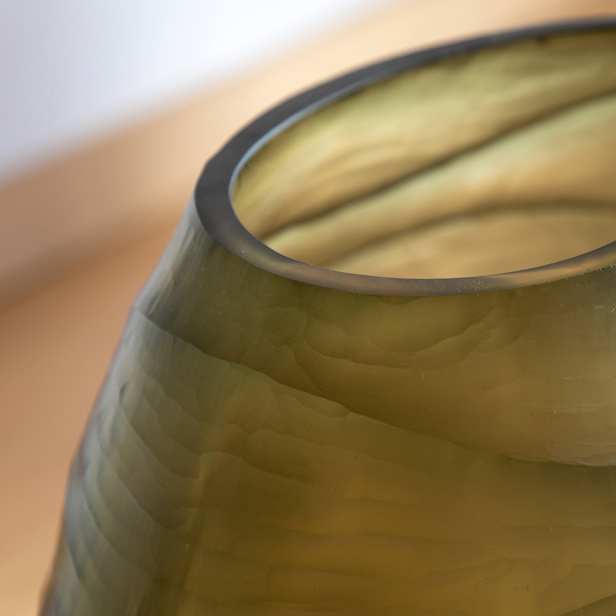 Handblown Olive Vase