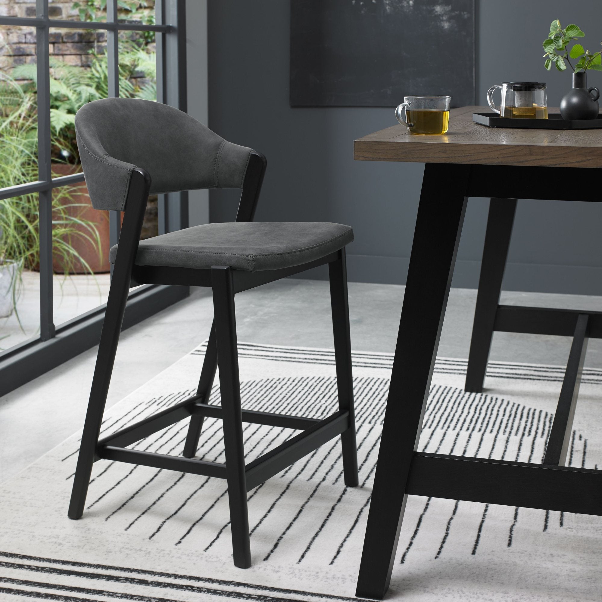 Highgate Peppercorn Barstool in Dark Grey Fabric