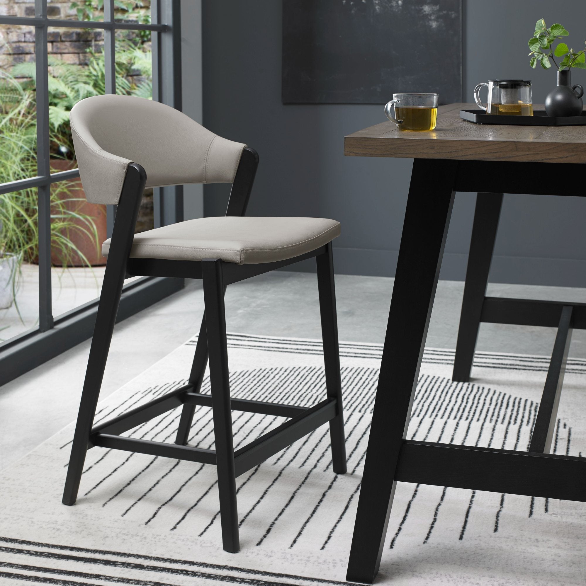 Highgate Peppercorn Barstool in Grey Bonded Leather