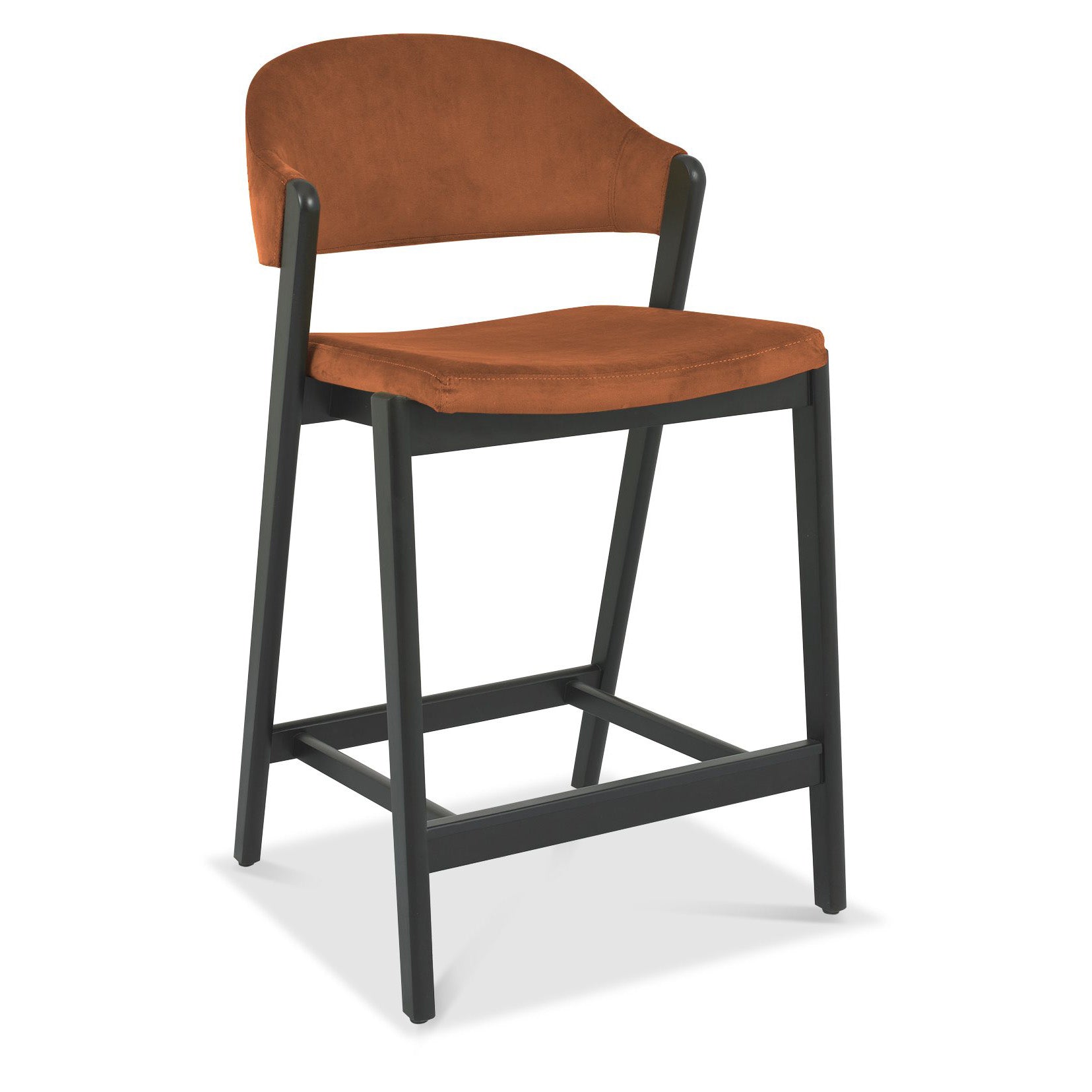 Highgate Peppercorn Barstool in Rust Velvet