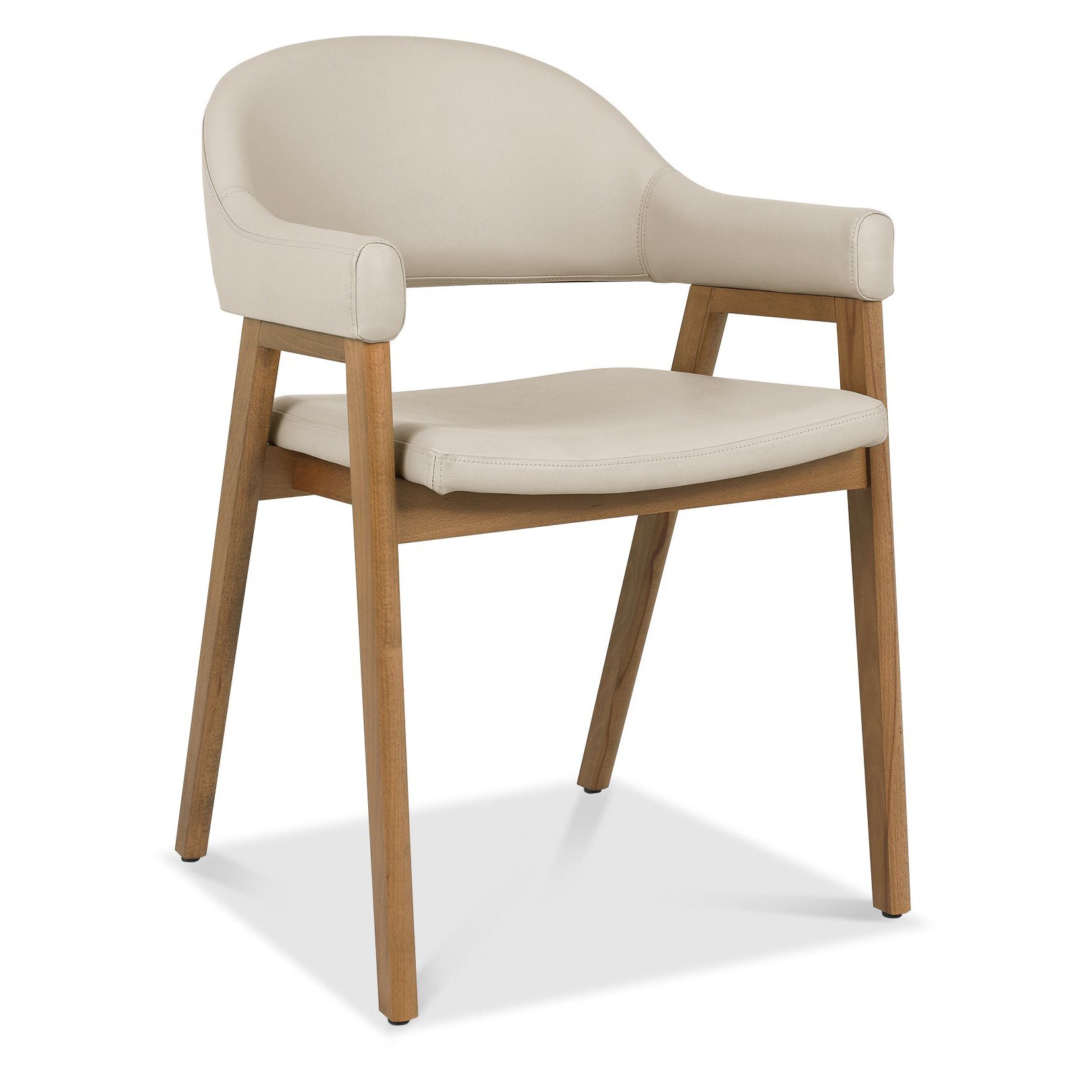 Highgate Rustic Oak Dining Chair in Ivory Bonded Leather