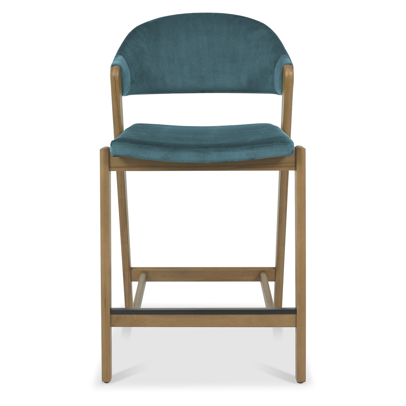 Highgate Rustic Oak Barstool in Azure Velvet