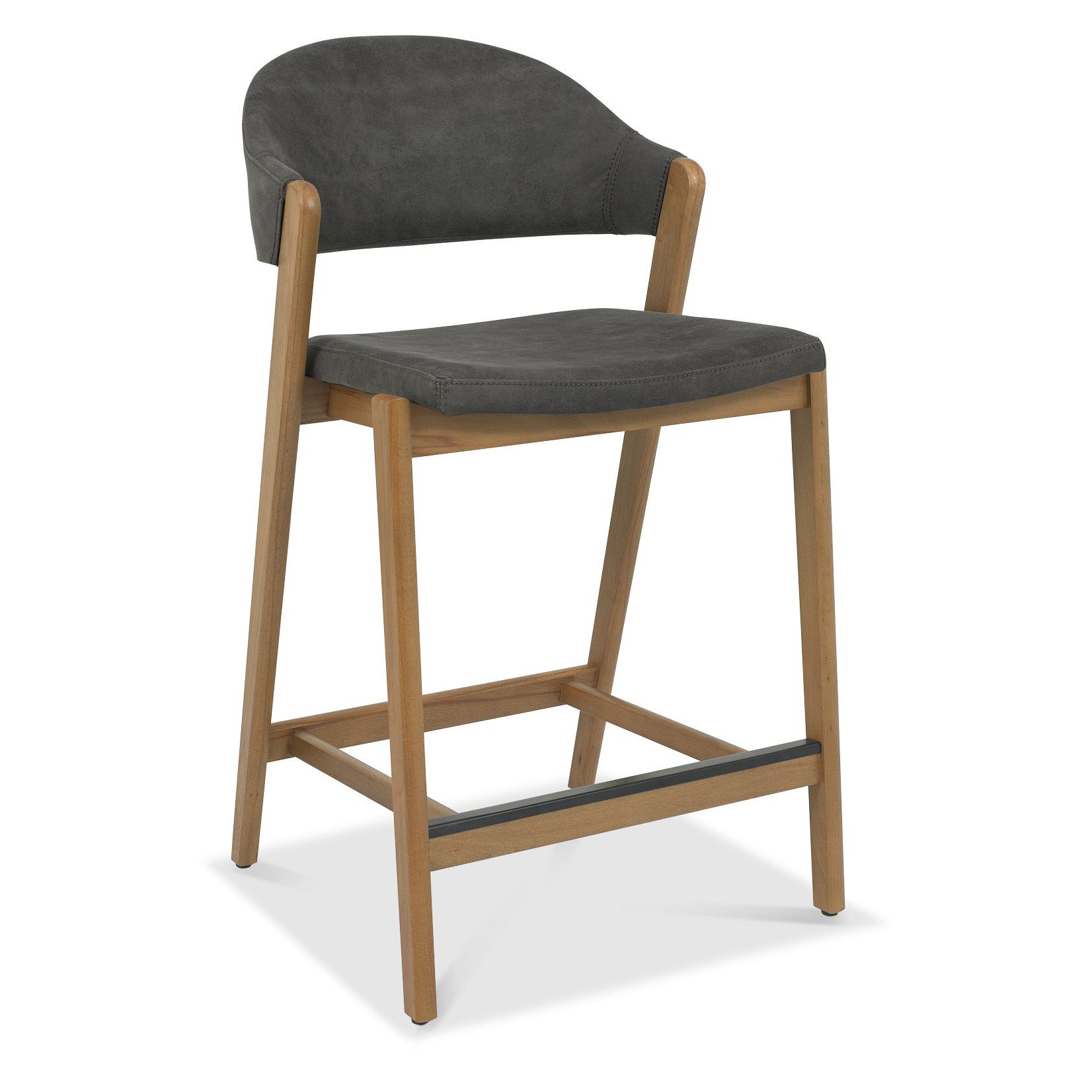 Highgate Rustic Oak Barstool in Dark Grey Fabric