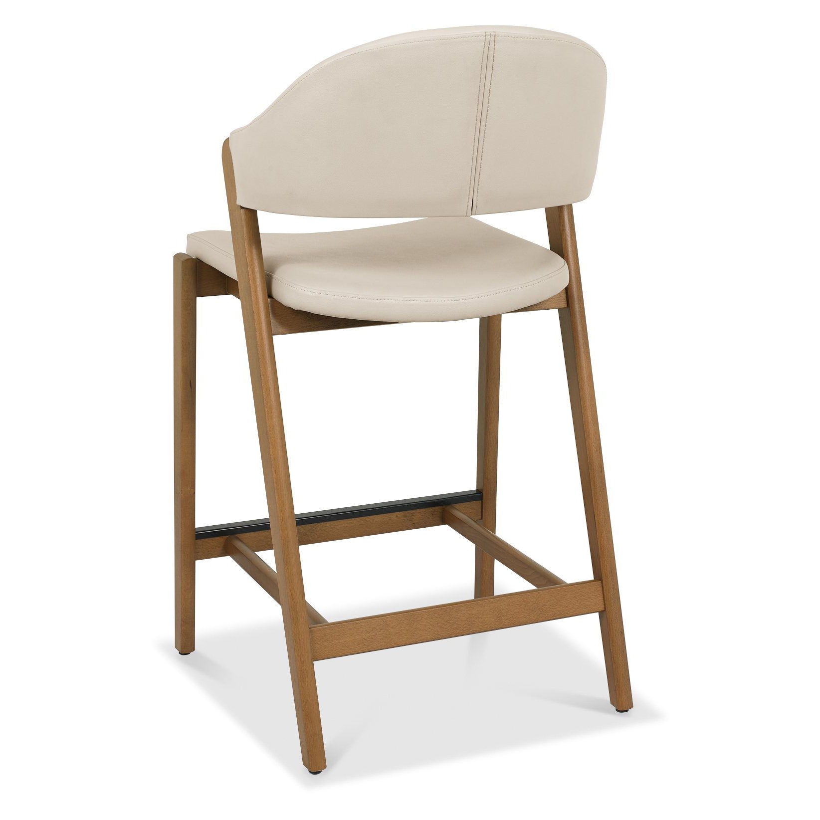 Highgate Rustic Oak Barstool in Ivory Bonded Leather