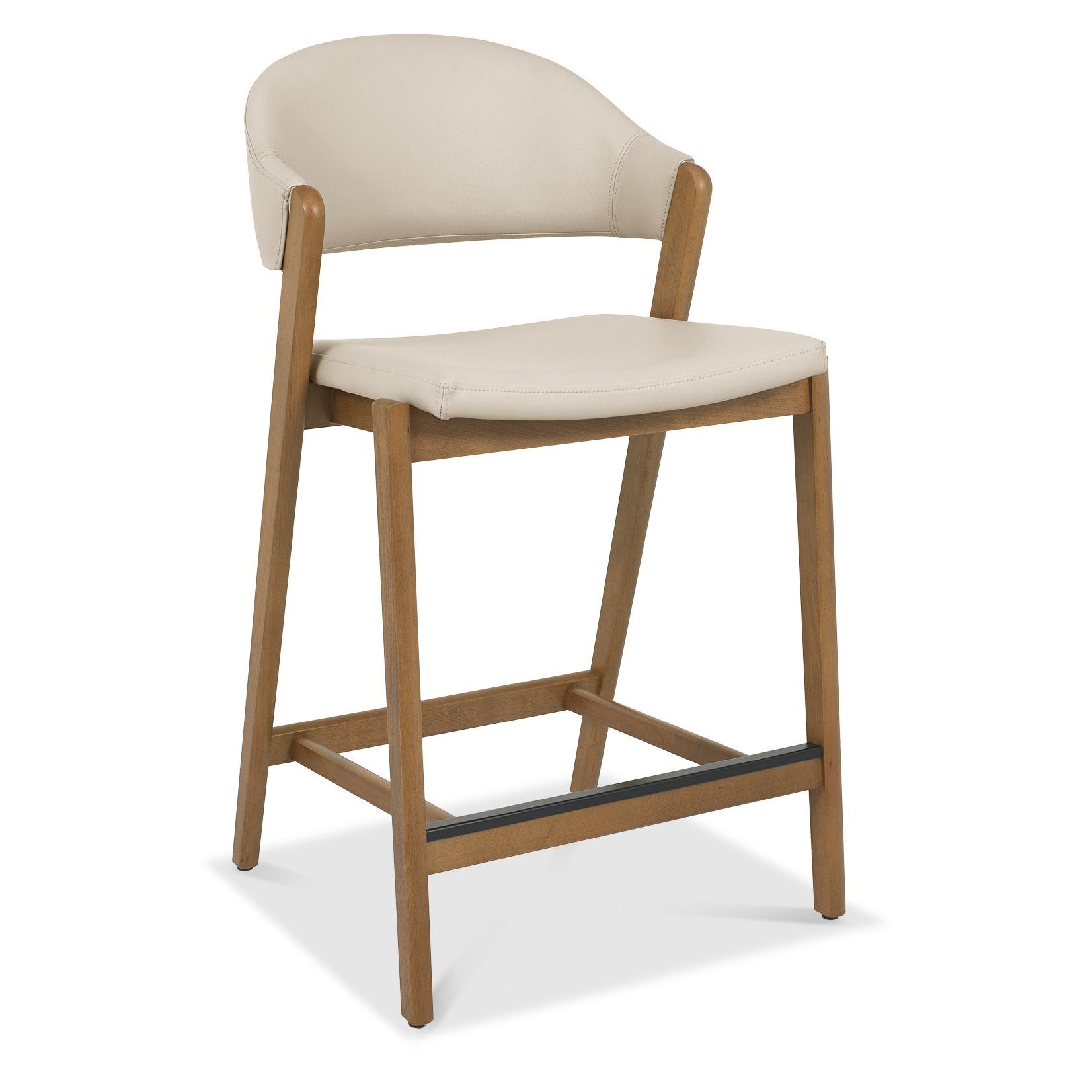 Highgate Rustic Oak Barstool in Ivory Bonded Leather
