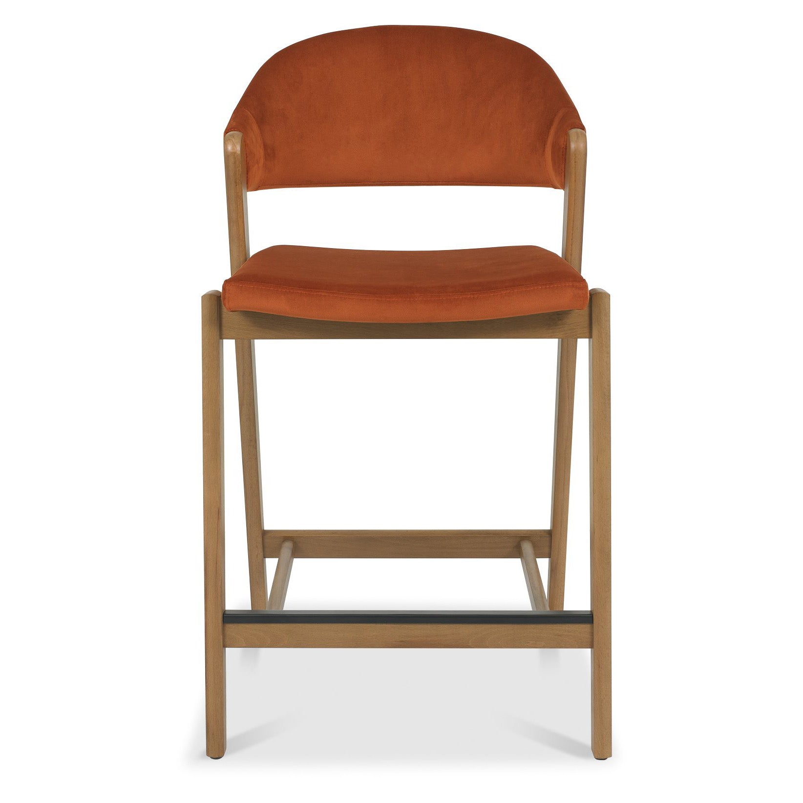 Highgate Rustic Oak Barstool in Rust Velvet