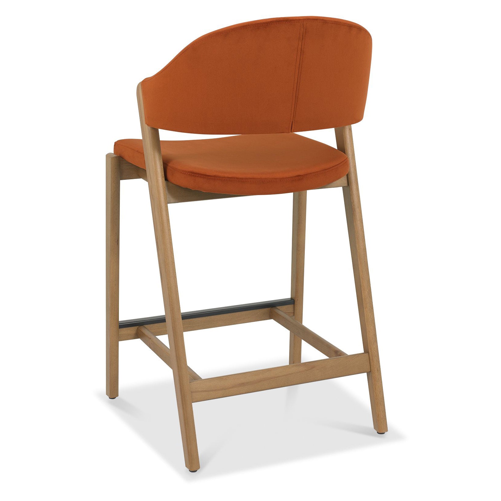 Highgate Rustic Oak Barstool in Rust Velvet