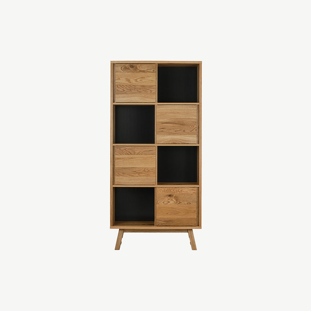 Rustic oak display cabinet with laminated oak top and solid ash legs all in natural finish
