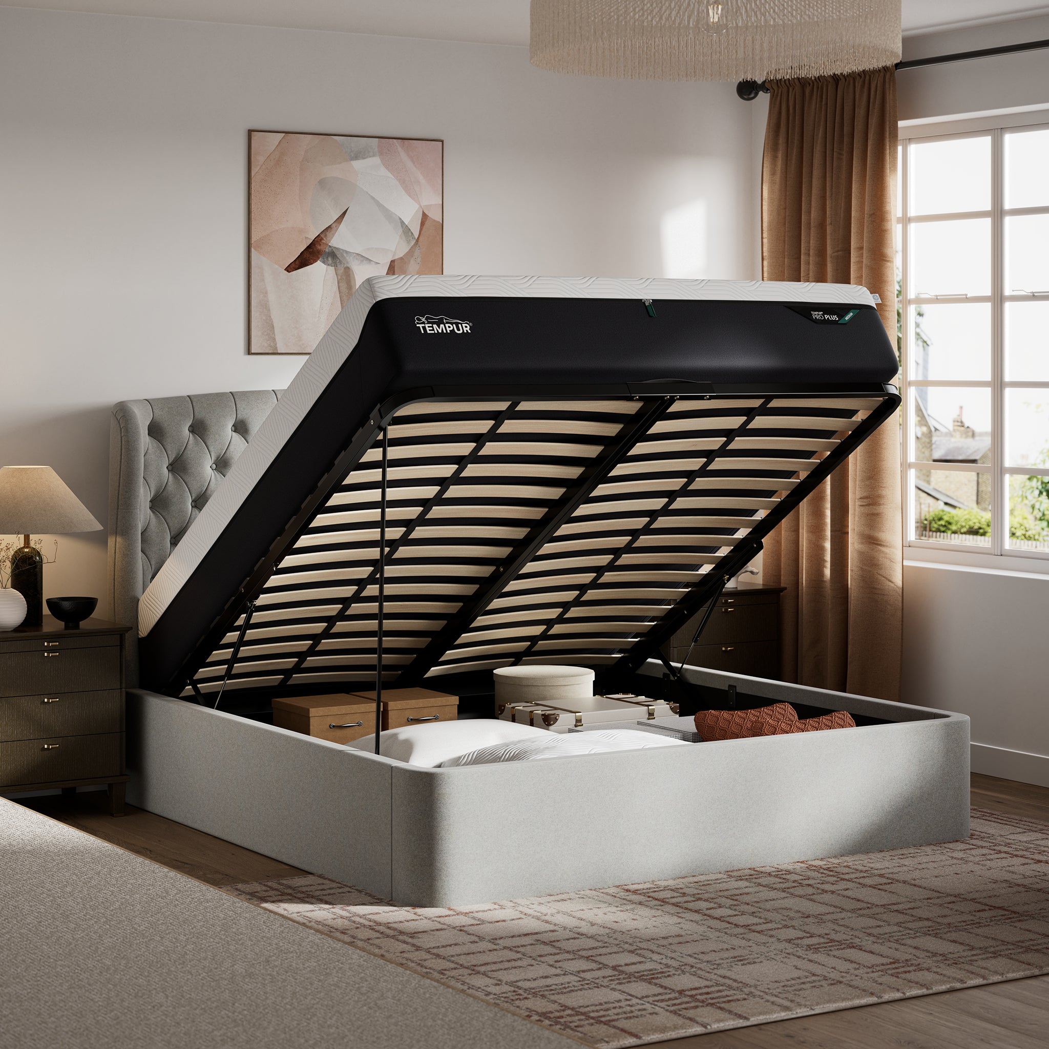 TEMPUR® Holcot Ottoman Bed in Light Grey