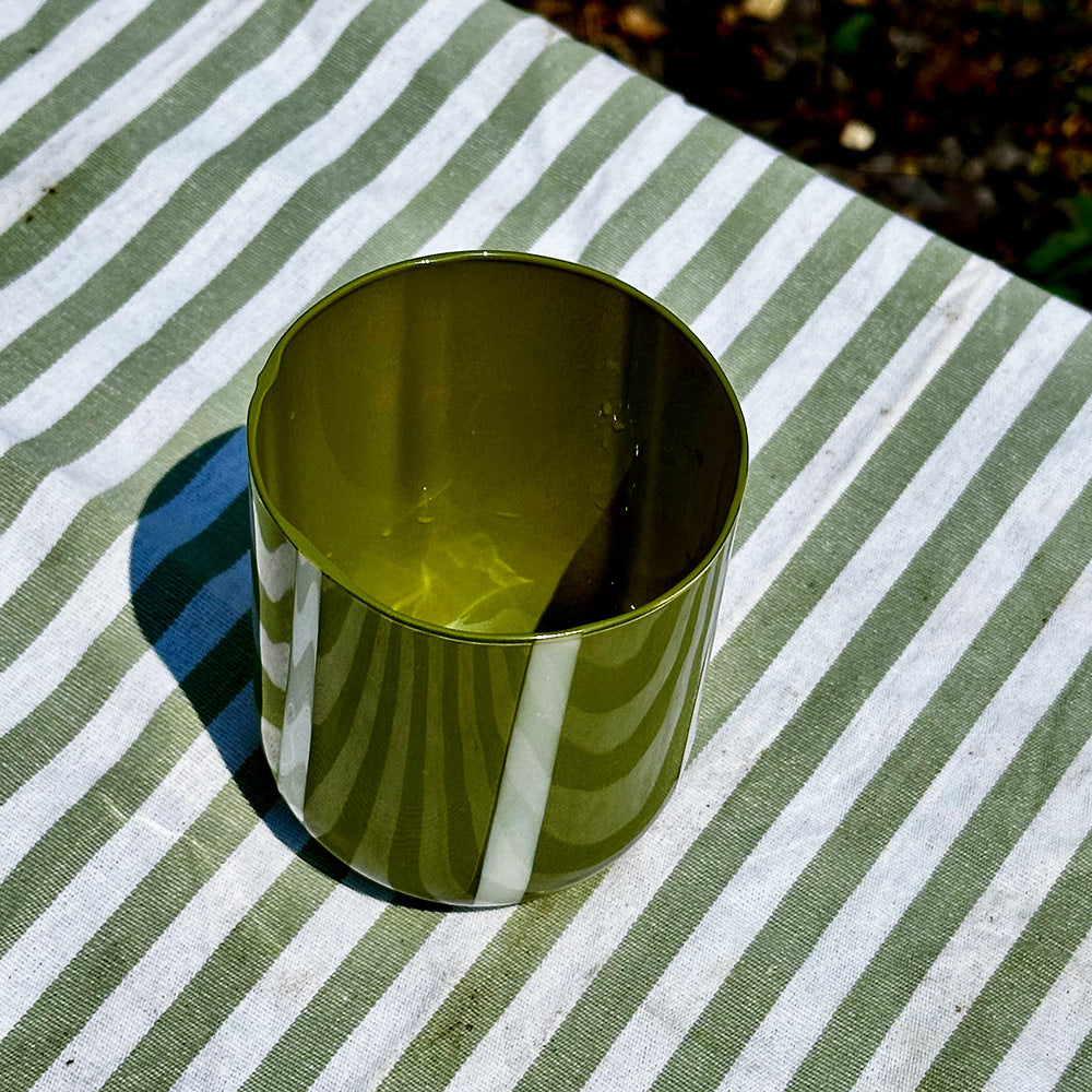 Stripe Glass Tumbler in Olive