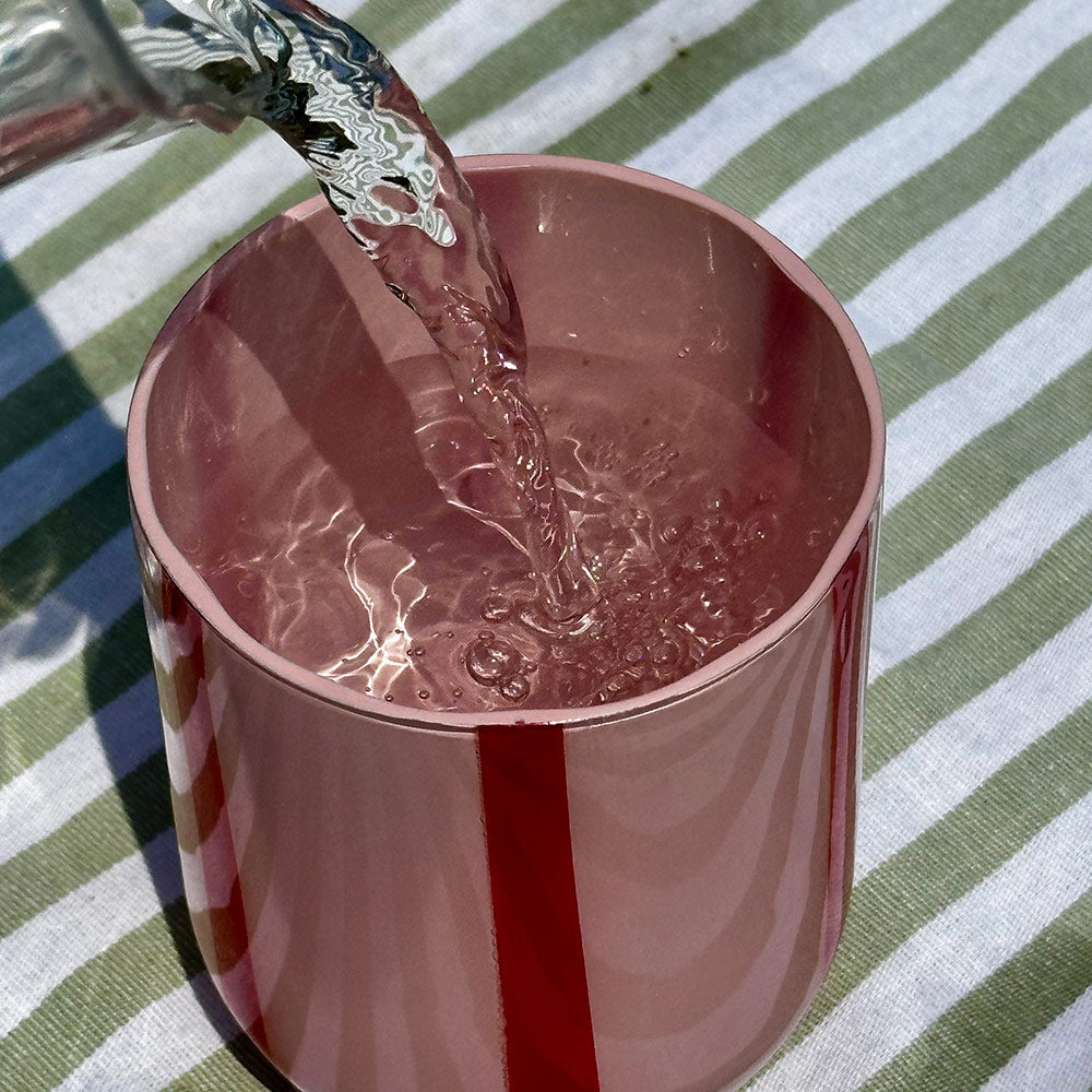 Stripe Glass Tumbler in Pink